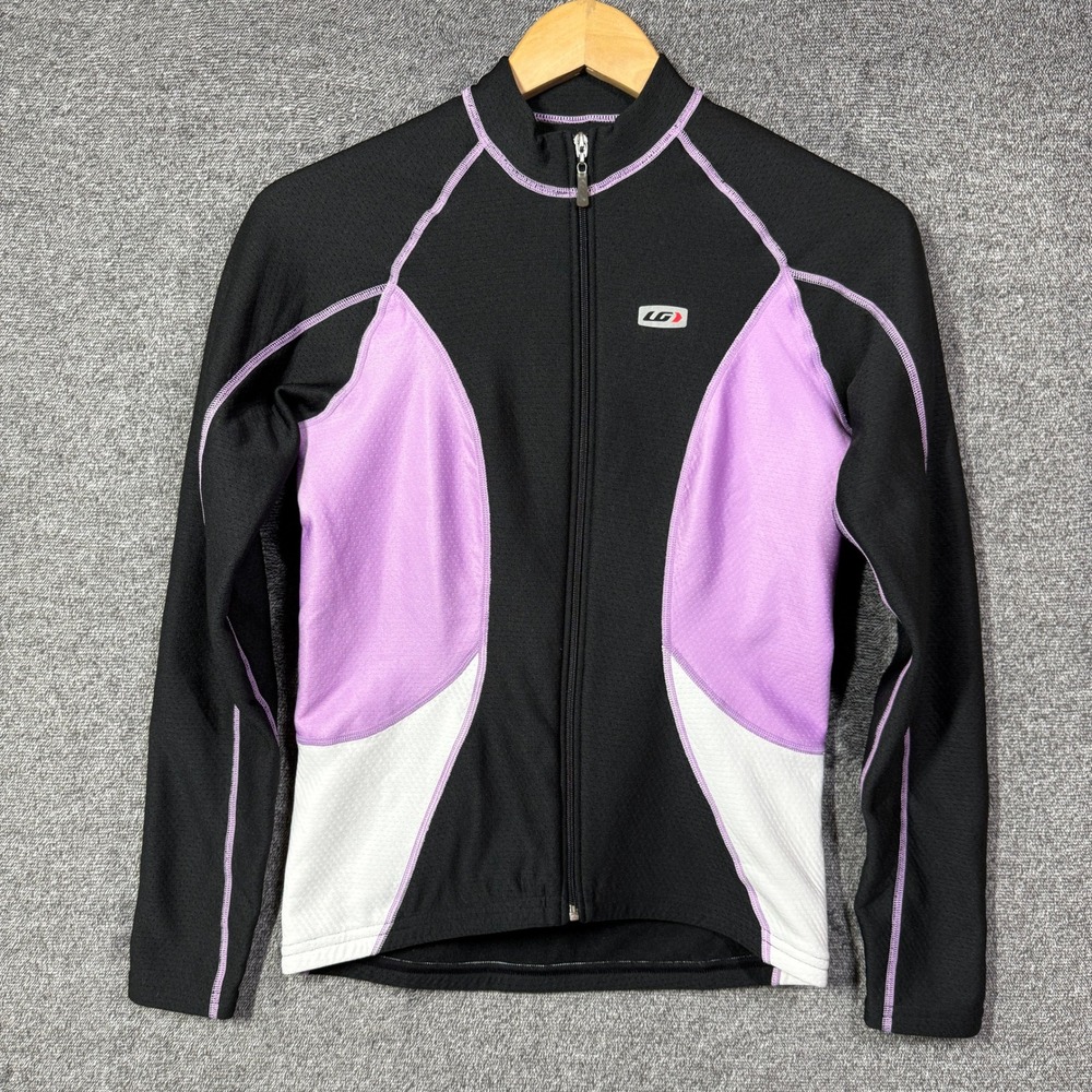 Louis Garneau Womens Cycling Jersey Small Black Purple Long Sleeve Full Zip